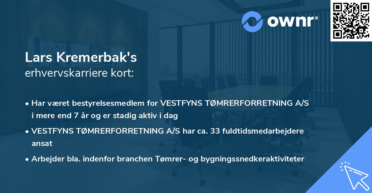Lars Kremerbak's erhvervskarriere kort