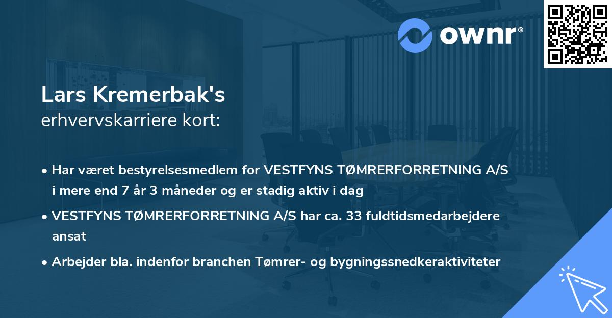 Lars Kremerbak's erhvervskarriere kort