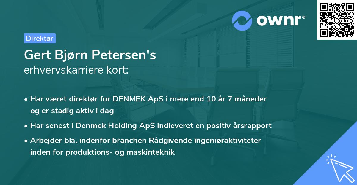 Gert Bjørn Petersen's erhvervskarriere kort