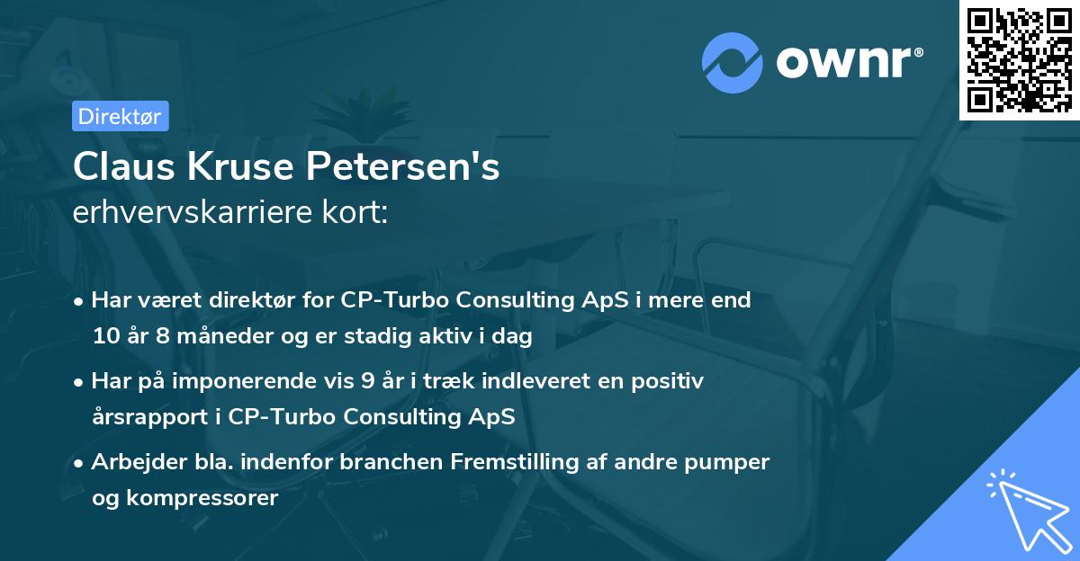 Claus Kruse Petersen's erhvervskarriere kort