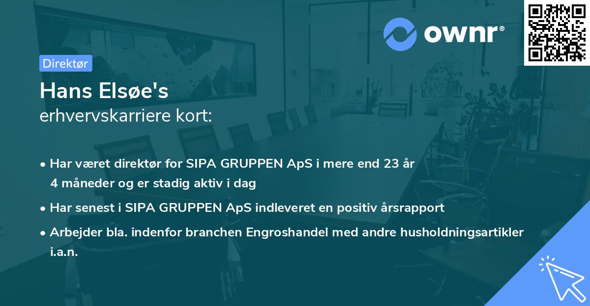 Hans Elsøe's erhvervskarriere kort