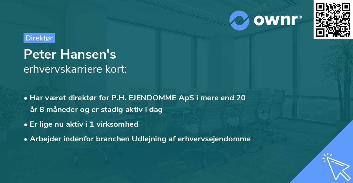 Peter Hansen's erhvervskarriere kort