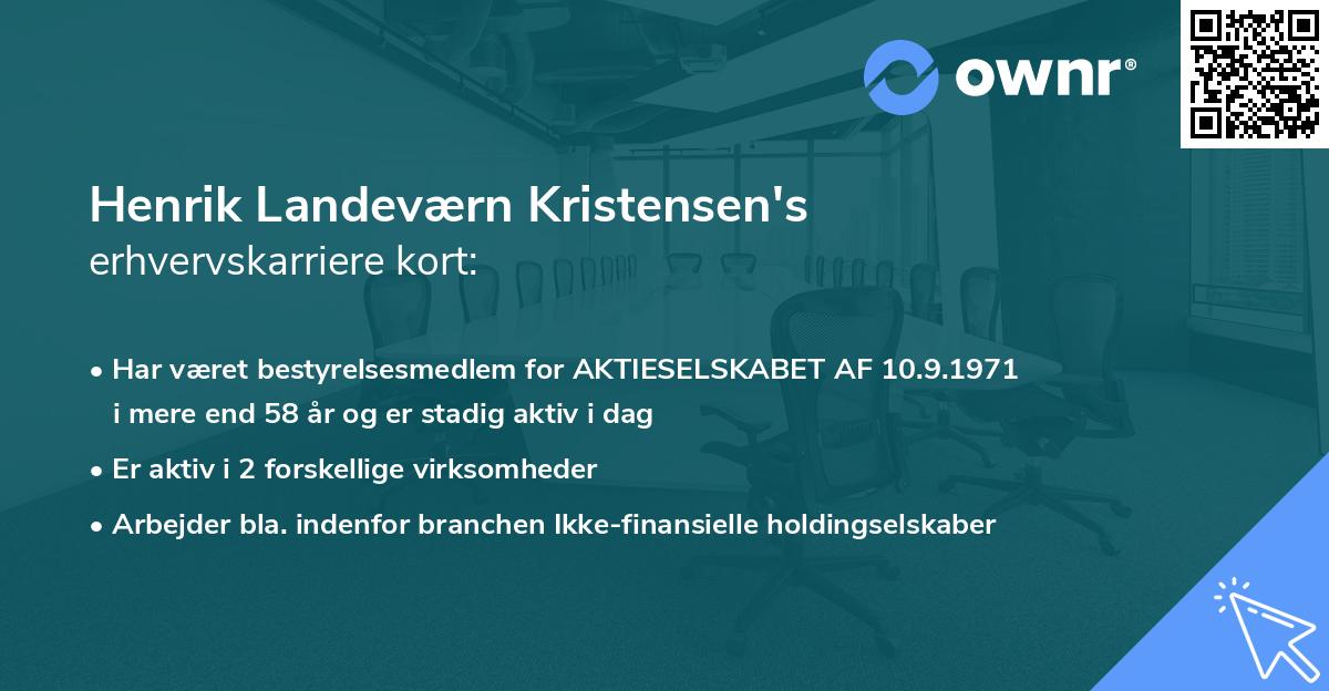 Henrik Landeværn Kristensen's erhvervskarriere kort