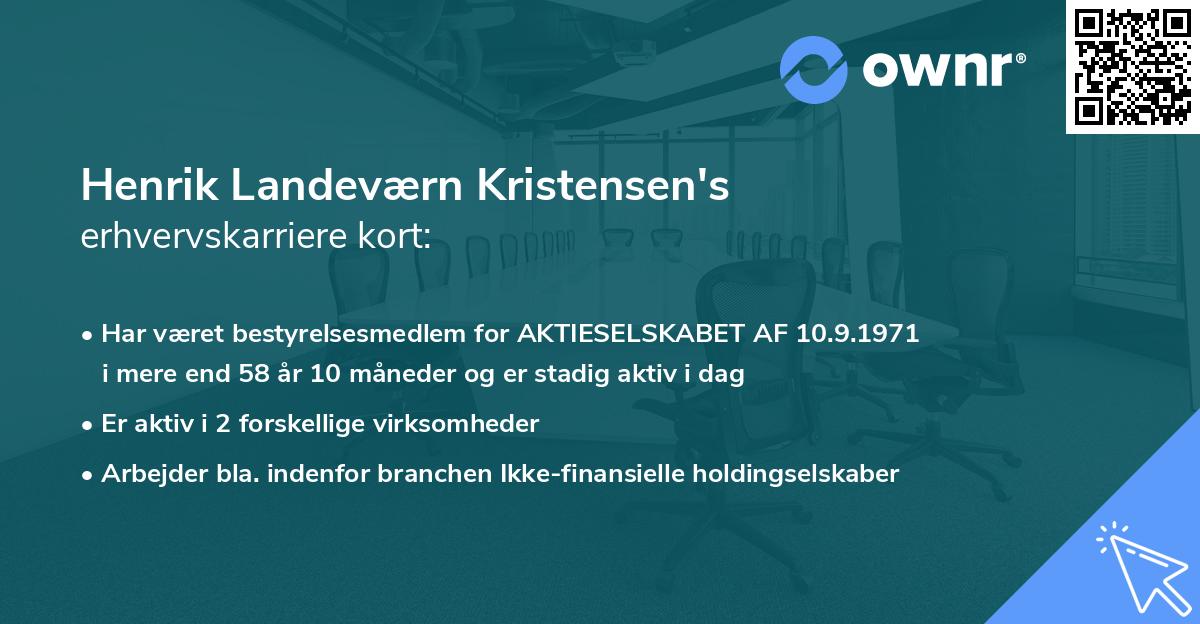 Henrik Landeværn Kristensen's erhvervskarriere kort