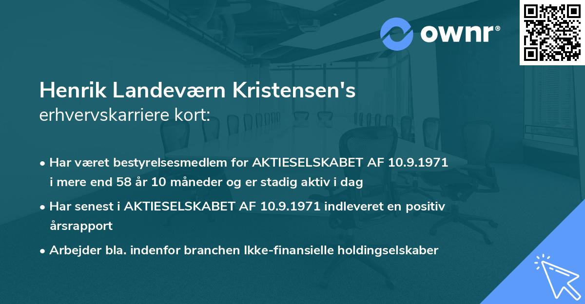 Henrik Landeværn Kristensen's erhvervskarriere kort
