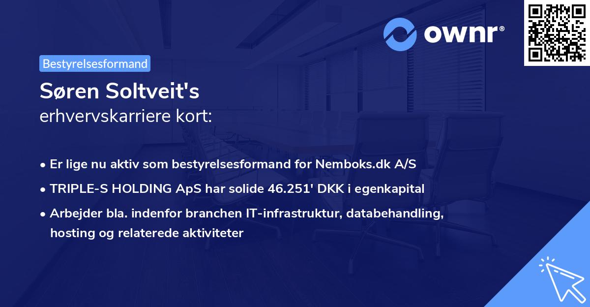 Søren Soltveit's erhvervskarriere kort
