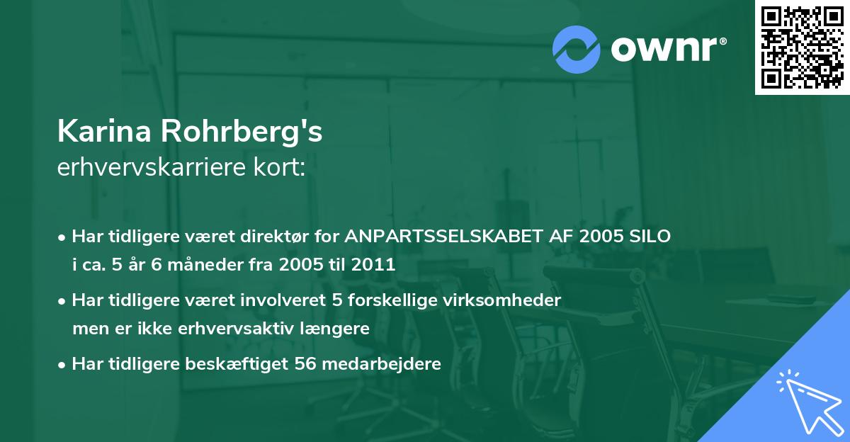 Karina Rohrberg's erhvervskarriere kort