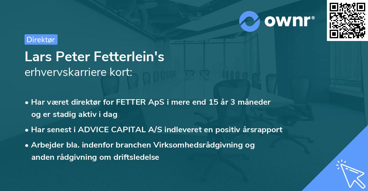 Lars Peter Fetterlein's erhvervskarriere kort