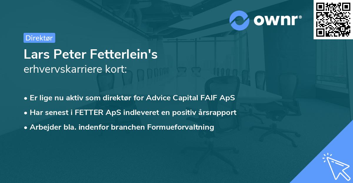 Lars Peter Fetterlein's erhvervskarriere kort
