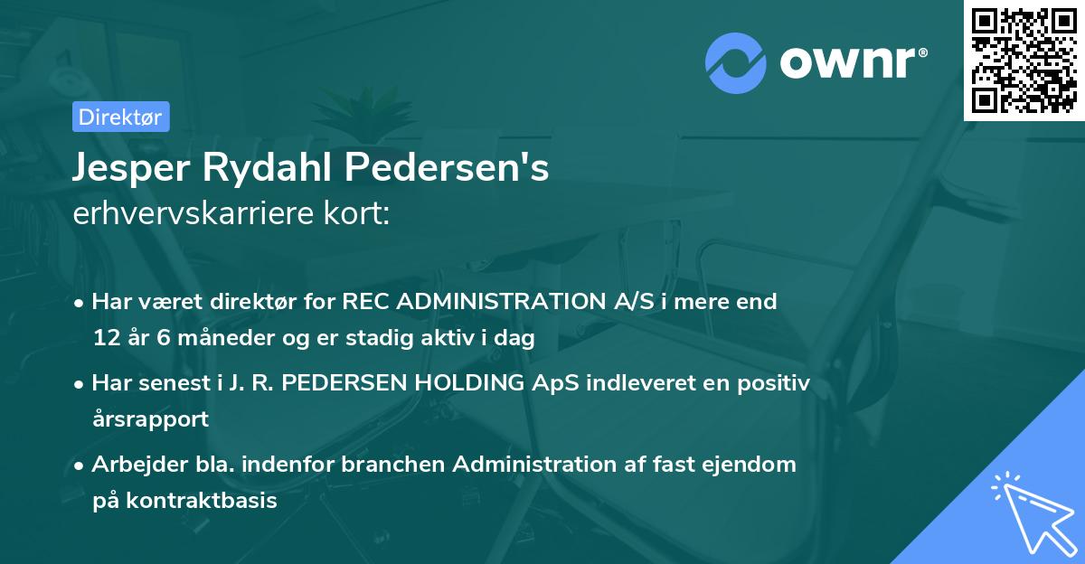 Jesper Rydahl Pedersen's erhvervskarriere kort