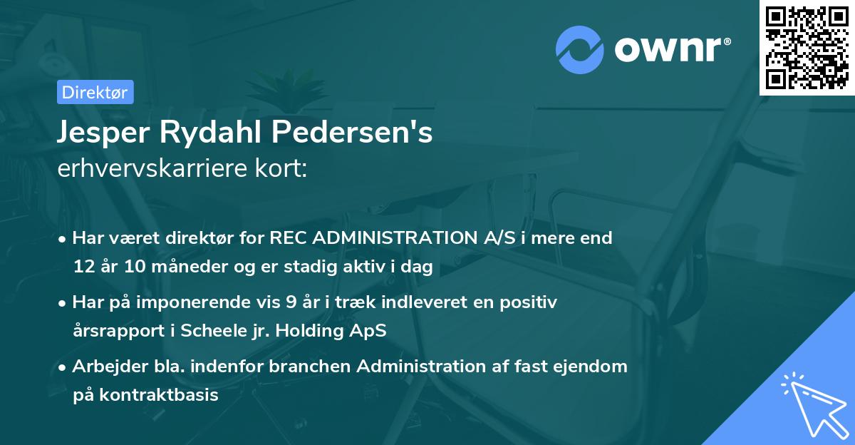 Jesper Rydahl Pedersen's erhvervskarriere kort