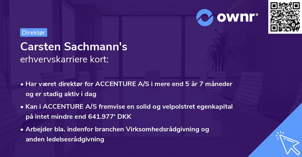 Carsten Sachmann's erhvervskarriere kort
