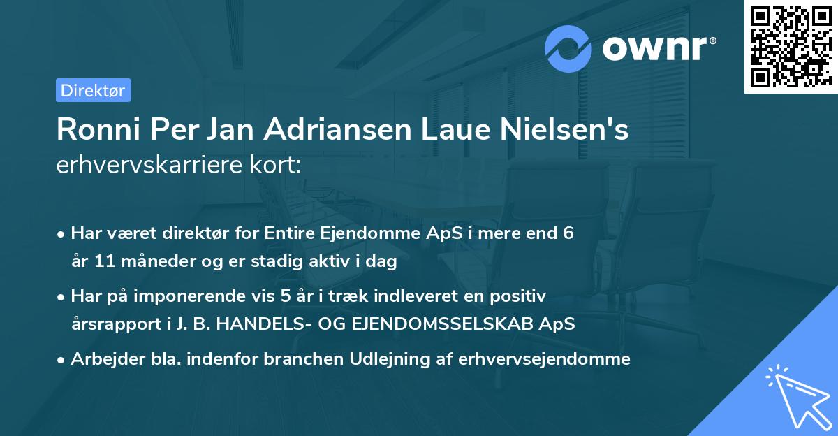 Ronni Per Jan Adriansen Laue Nielsen's erhvervskarriere kort