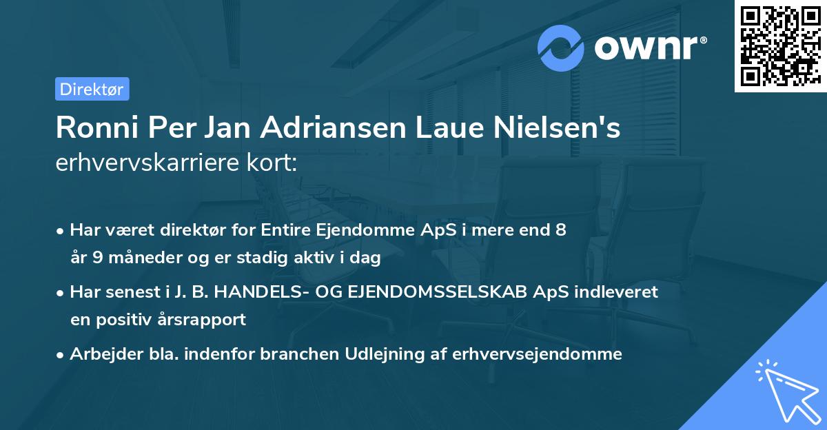 Ronni Per Jan Adriansen Laue Nielsen's erhvervskarriere kort
