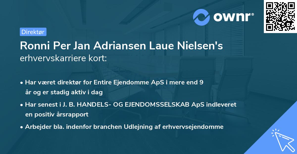 Ronni Per Jan Adriansen Laue Nielsen's erhvervskarriere kort