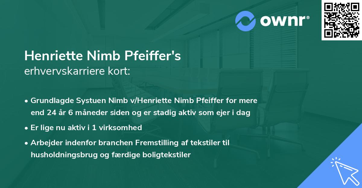 Henriette Nimb Pfeiffer's erhvervskarriere kort