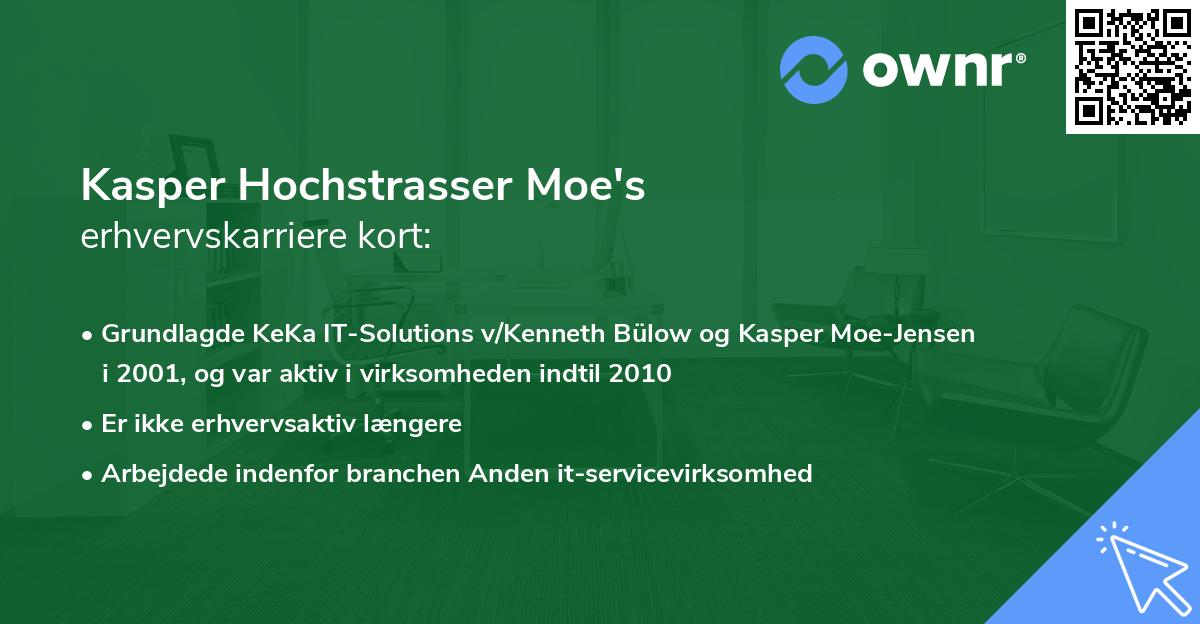 Kasper Hochstrasser Moe's erhvervskarriere kort