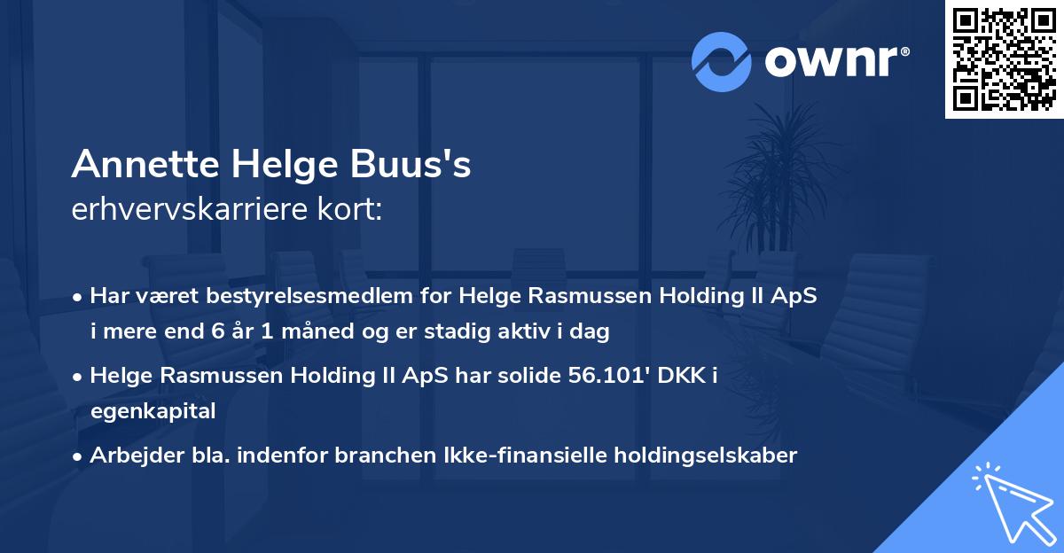 Annette Helge Buus's erhvervskarriere kort