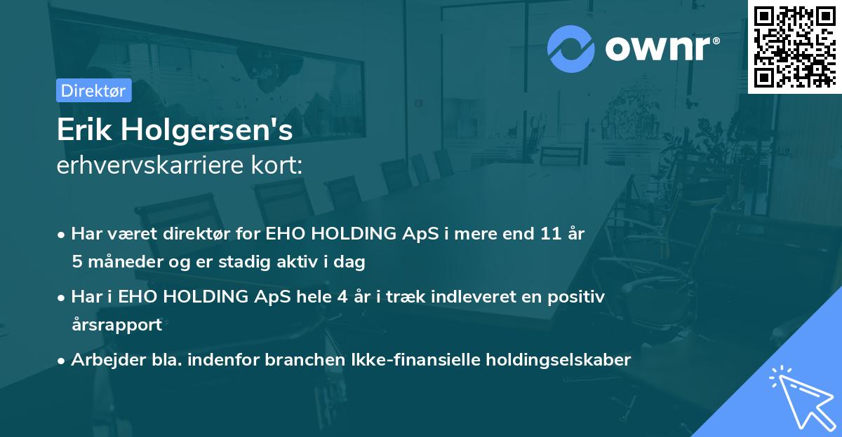 Erik Holgersen's erhvervskarriere kort