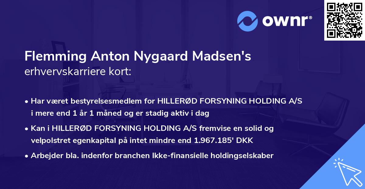 Flemming Anton Nygaard Madsen's erhvervskarriere kort
