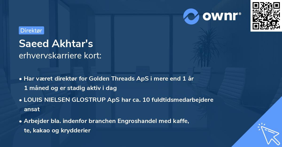 Saeed Akhtar's erhvervskarriere kort