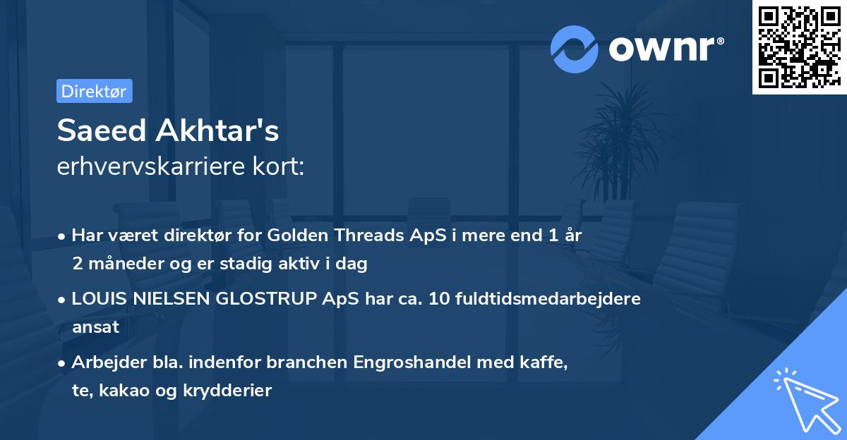 Saeed Akhtar's erhvervskarriere kort