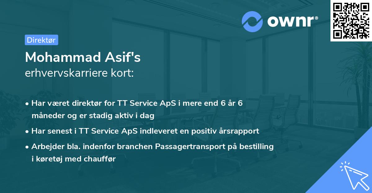 Mohammad Asif's erhvervskarriere kort