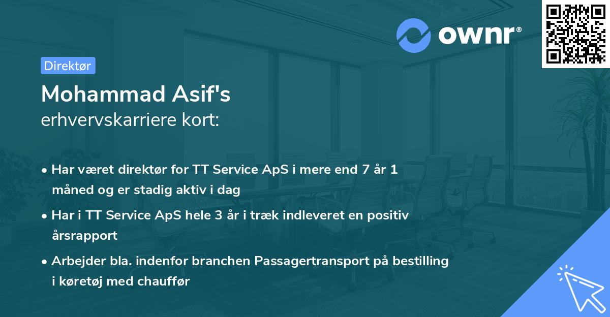 Mohammad Asif's erhvervskarriere kort