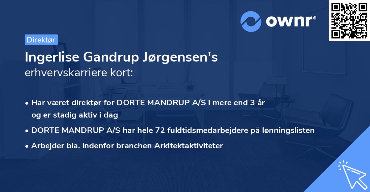 Ingerlise Gandrup Jørgensen's erhvervskarriere kort