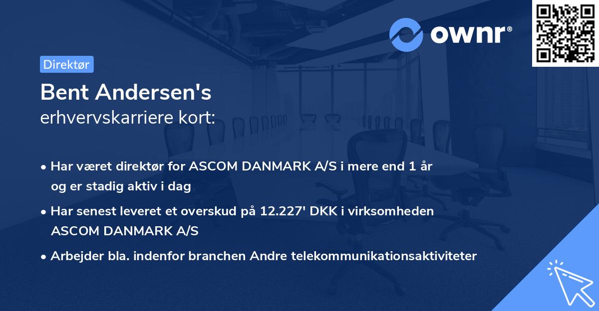 Bent Andersen's erhvervskarriere kort