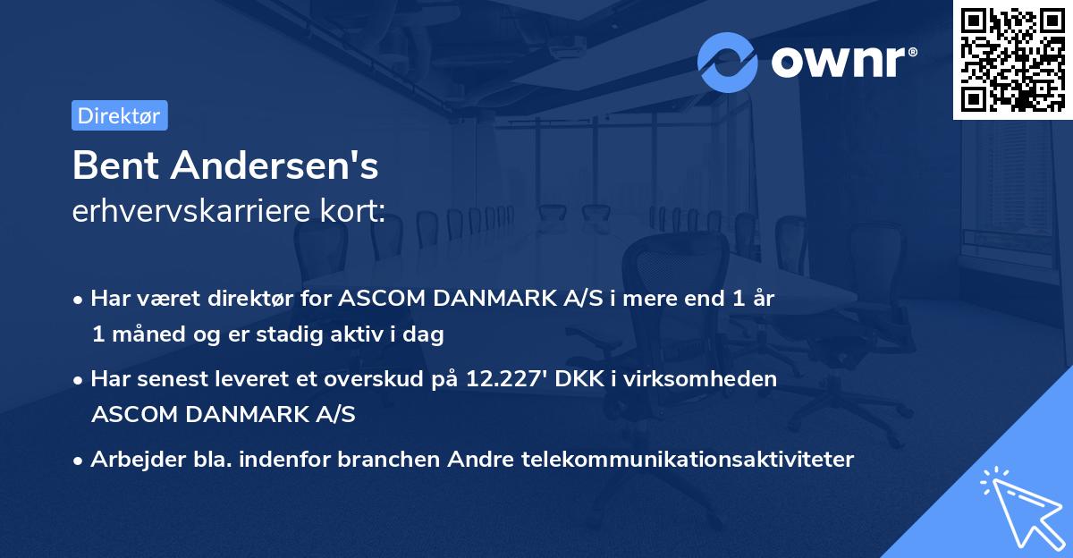 Bent Andersen's erhvervskarriere kort