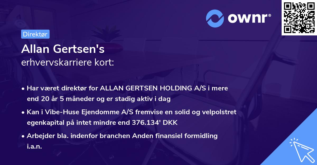 Allan Gertsen's erhvervskarriere kort