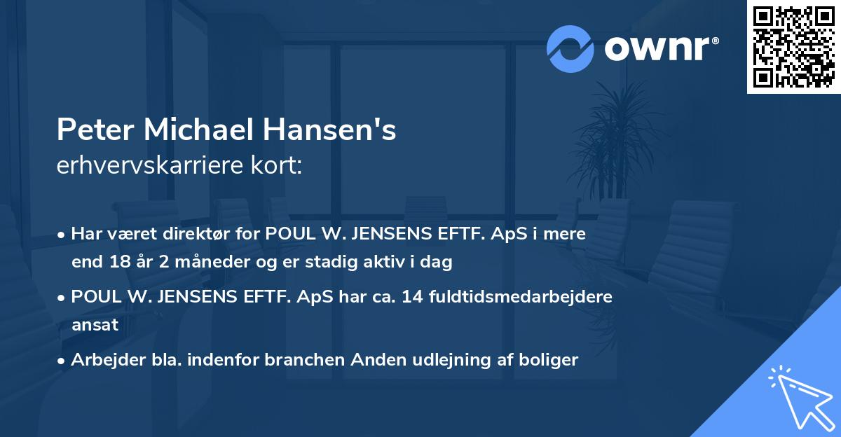 Peter Michael Hansen's erhvervskarriere kort
