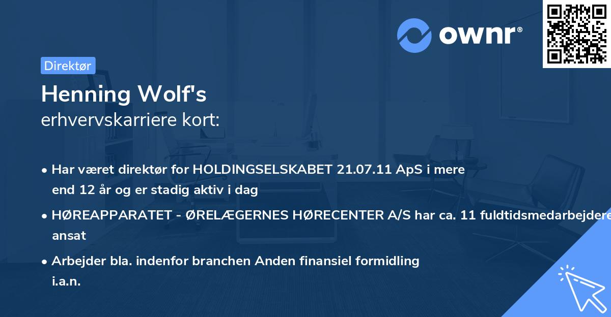 Henning Wolf's erhvervskarriere kort