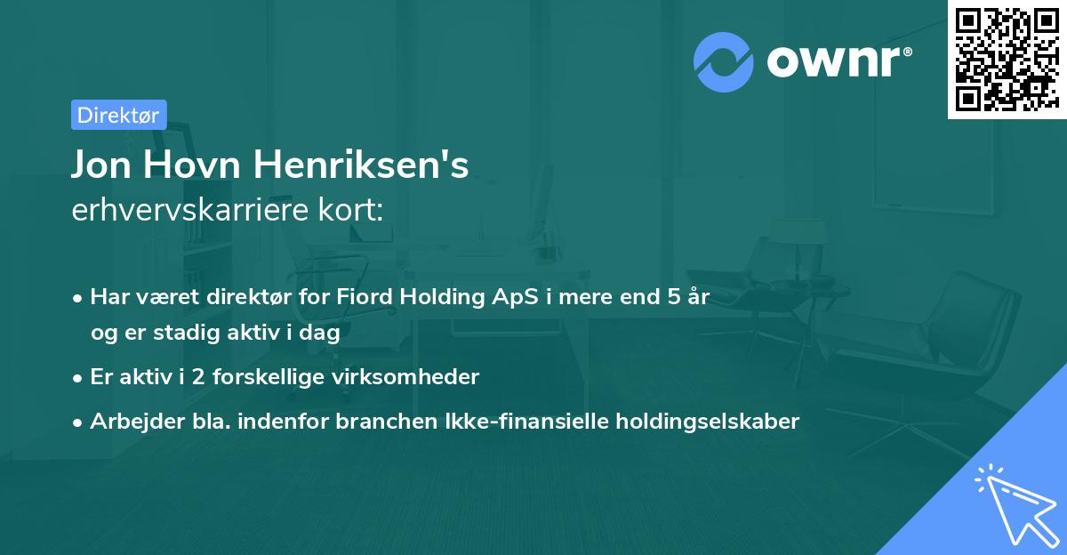 Jon Hovn Henriksen's erhvervskarriere kort