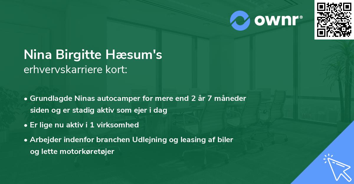 Nina Birgitte Hæsum's erhvervskarriere kort