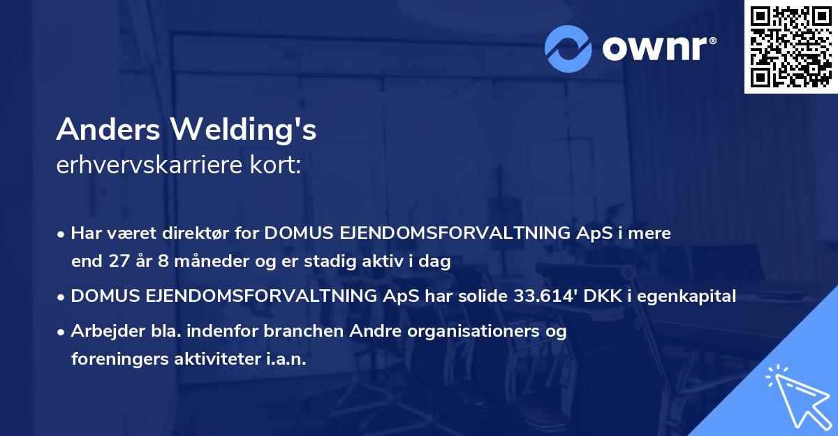 Anders Welding's erhvervskarriere kort