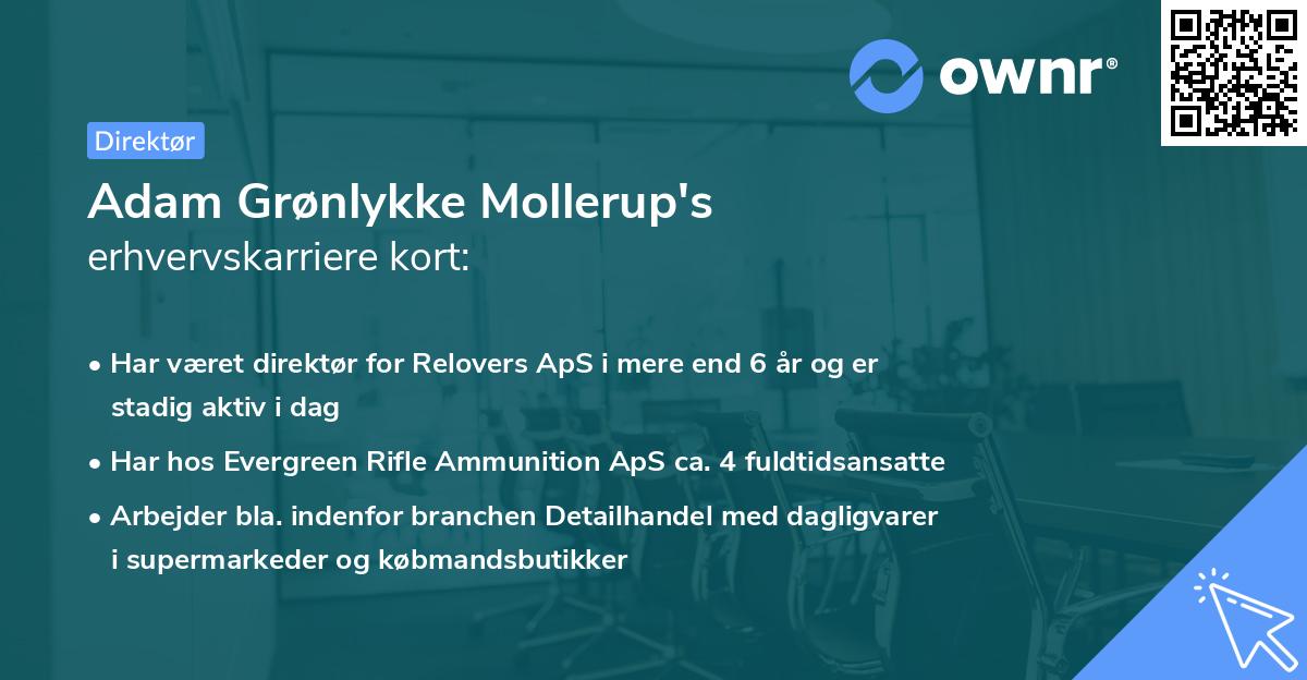 Adam Grønlykke Mollerup's erhvervskarriere kort