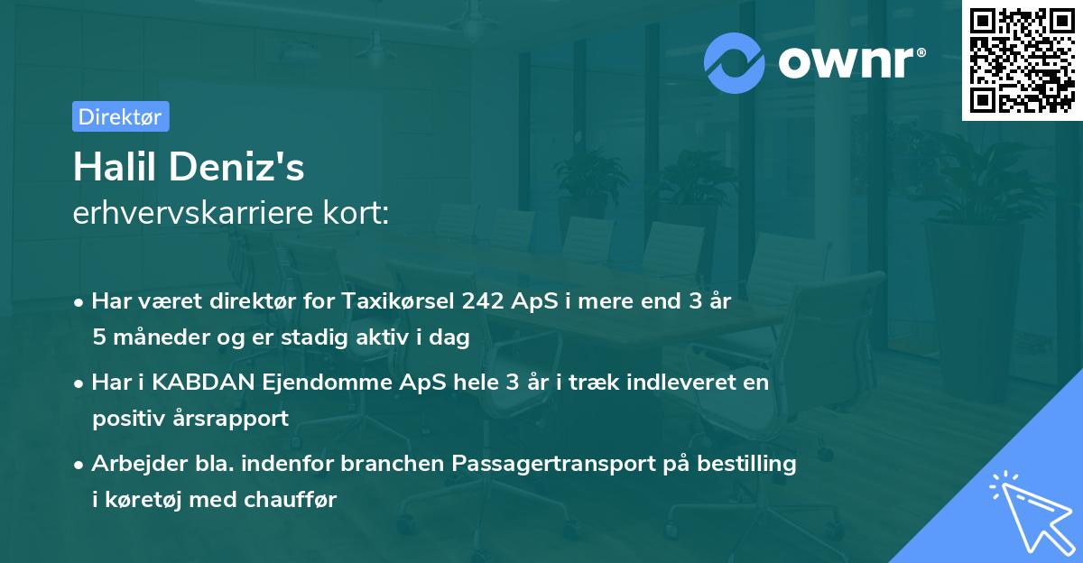 Halil Deniz's erhvervskarriere kort