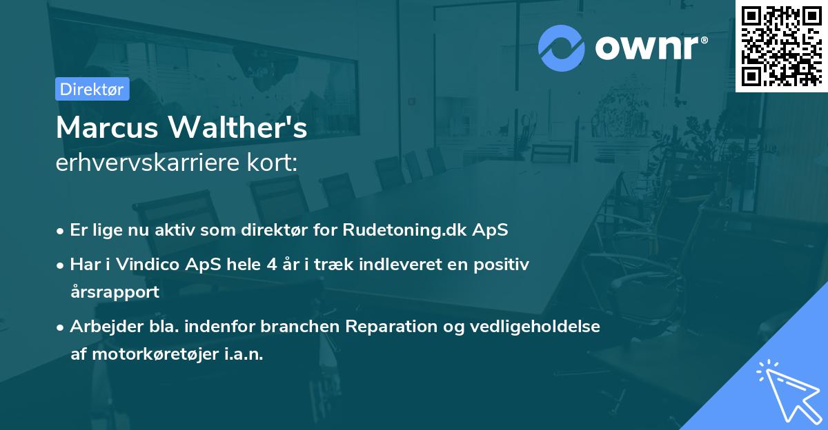 Marcus Walther's erhvervskarriere kort