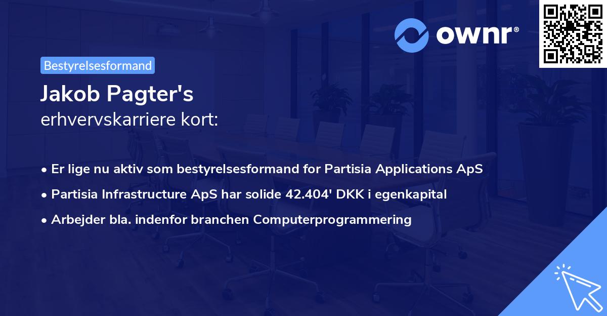 Jakob Pagter's erhvervskarriere kort