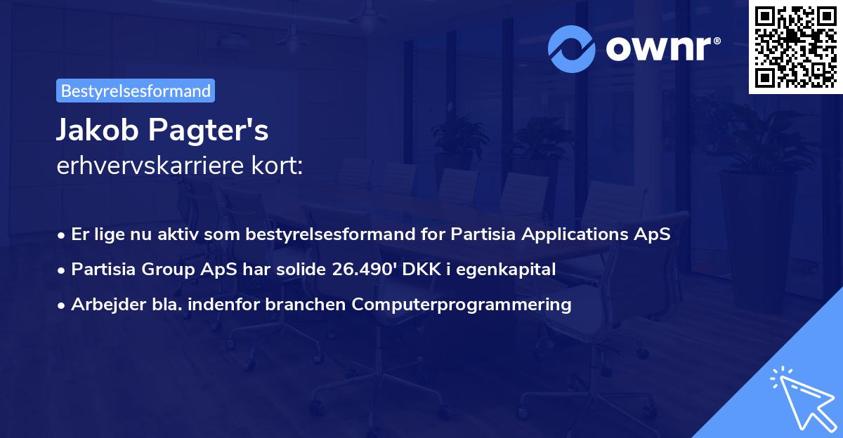 Jakob Pagter's erhvervskarriere kort