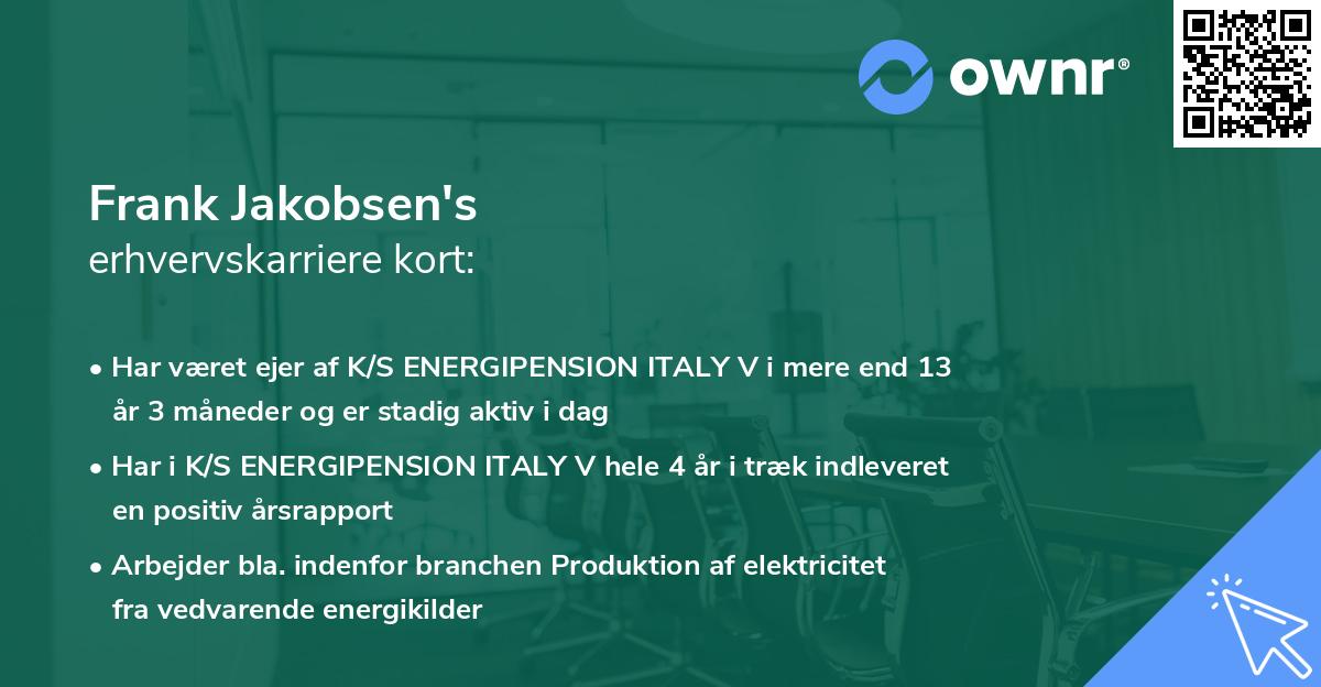 Frank Jakobsen's erhvervskarriere kort
