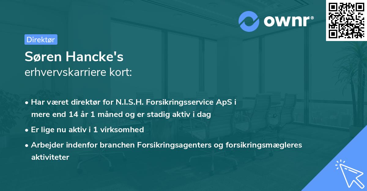 Søren Hancke's erhvervskarriere kort