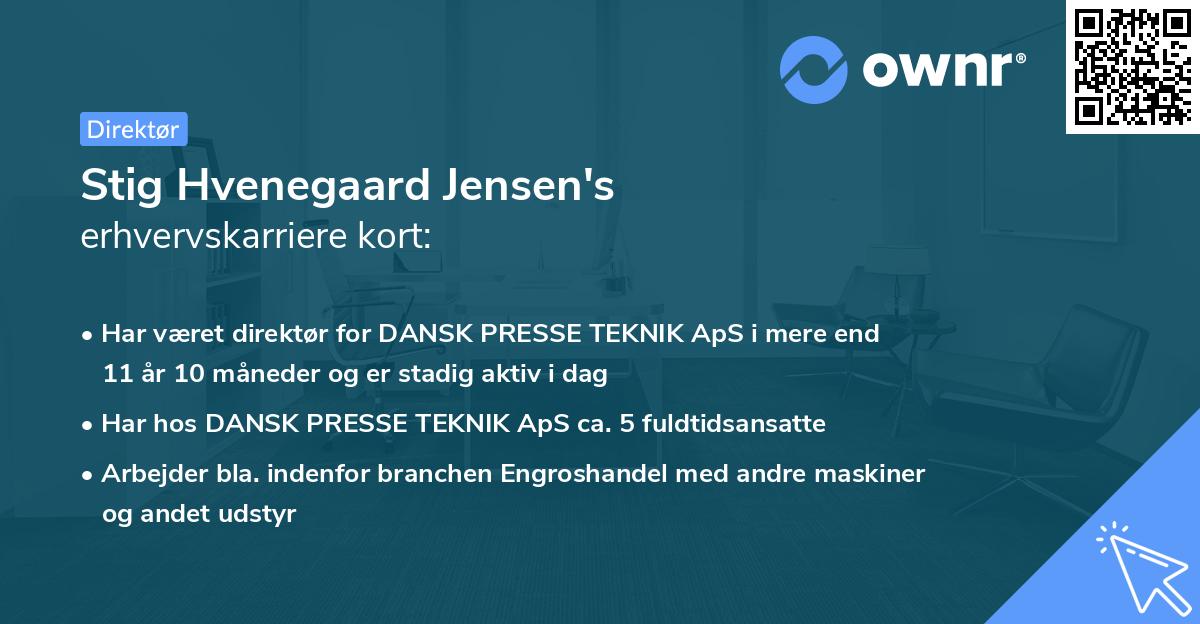 Stig Hvenegaard Jensen's erhvervskarriere kort