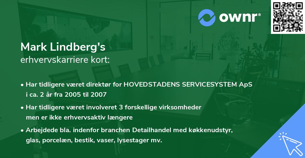 Mark Lindberg's erhvervskarriere kort