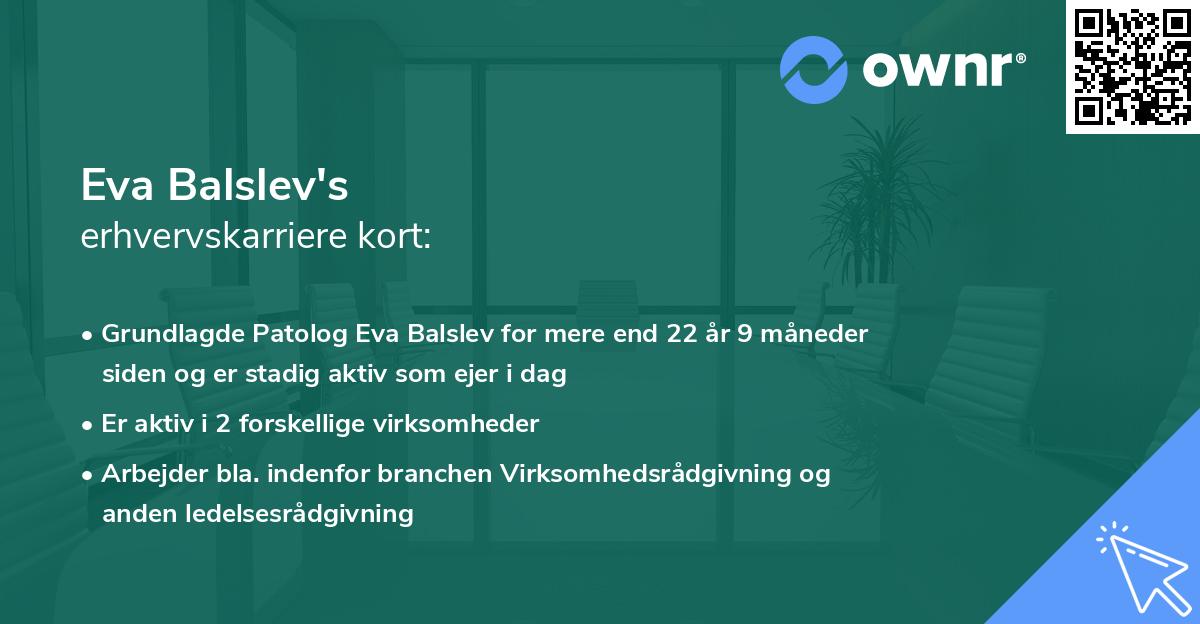 Eva Balslev's erhvervskarriere kort