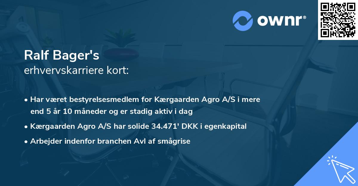 Ralf Bager's erhvervskarriere kort