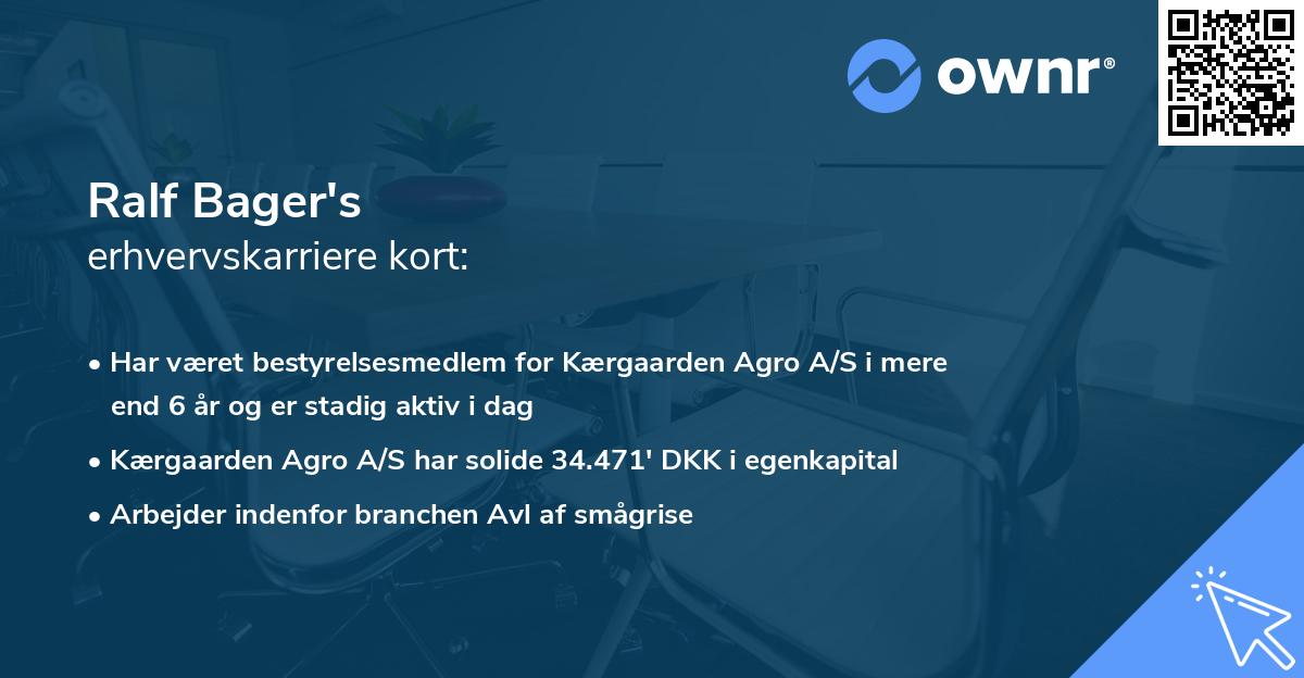 Ralf Bager's erhvervskarriere kort