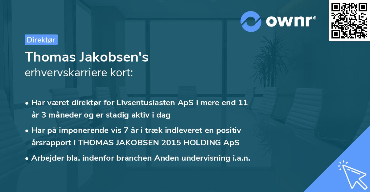 Thomas Jakobsen's erhvervskarriere kort